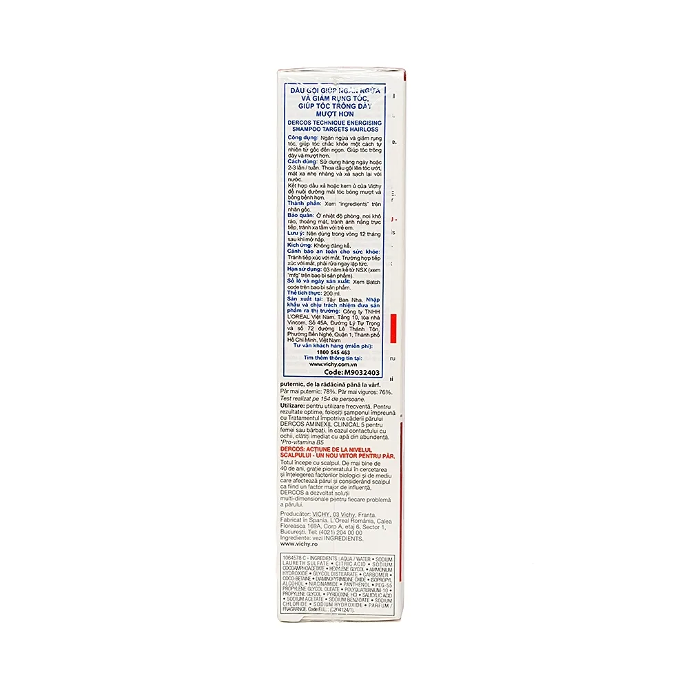 Hình ảnh Dầu gội ngăn ngừa và giảm rụng tóc Vichy Dercos Energising (200ml) 