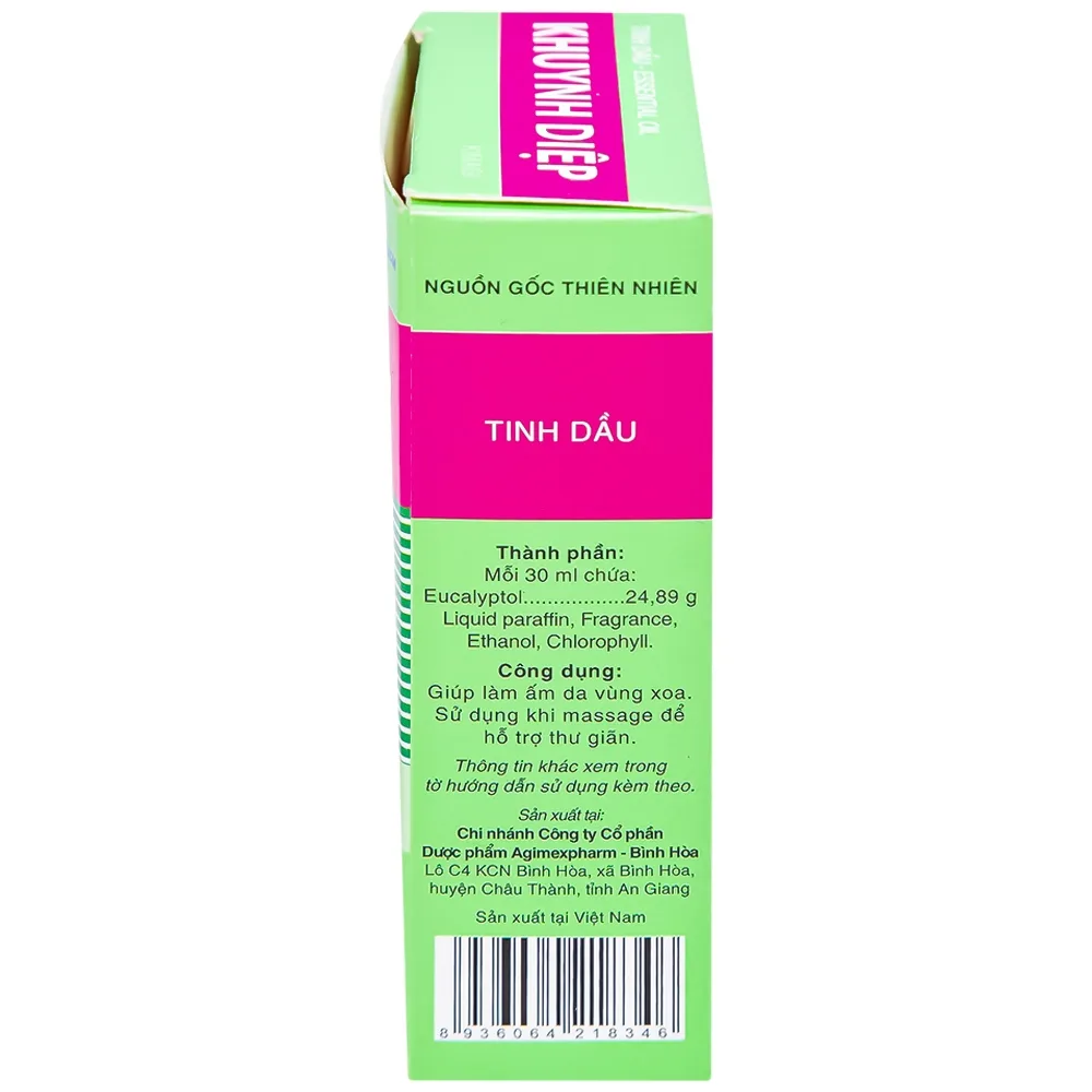 Hình ảnh Tinh dầu Khuynh Diệp Eucalyptus Oil Agimexpharm ấm da vùng xoa, dùng massage thư giãn dành cho mẹ và bé (30ml)