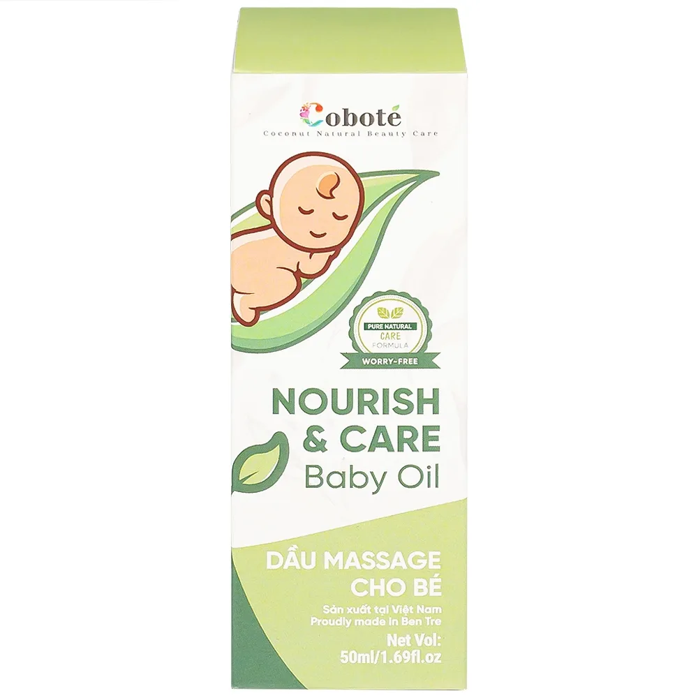 Hình ảnh Dầu Massage Cho Bé Nourish & Care Baby Oil Coboté 50ml dưỡng ẩm, dịu vết công trùng cắn, giảm rôm sảy, cứt trâu