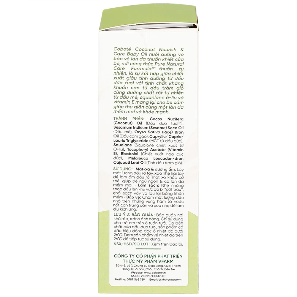 Hình ảnh Dầu Massage Cho Bé Nourish & Care Baby Oil Coboté 50ml dưỡng ẩm, dịu vết công trùng cắn, giảm rôm sảy, cứt trâu