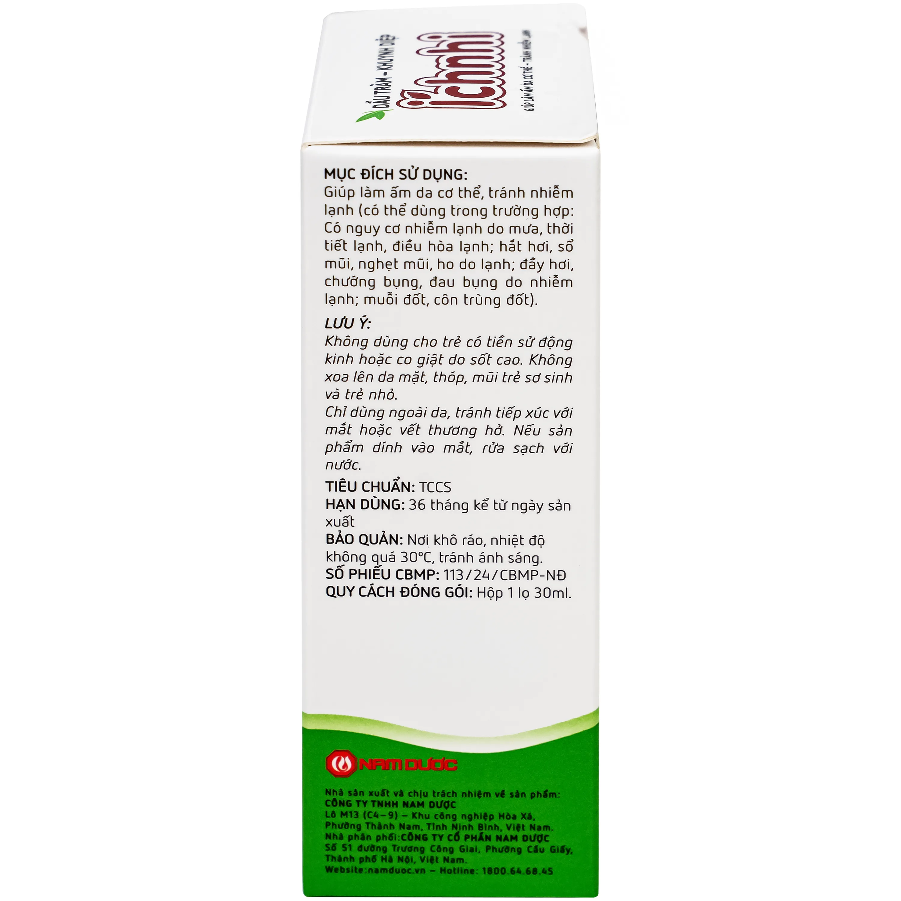 Hình ảnh Dầu tràm khuynh diệp Ích nhi giúp giữ ấm cơ thể, phòng cảm lạnh (30ml)