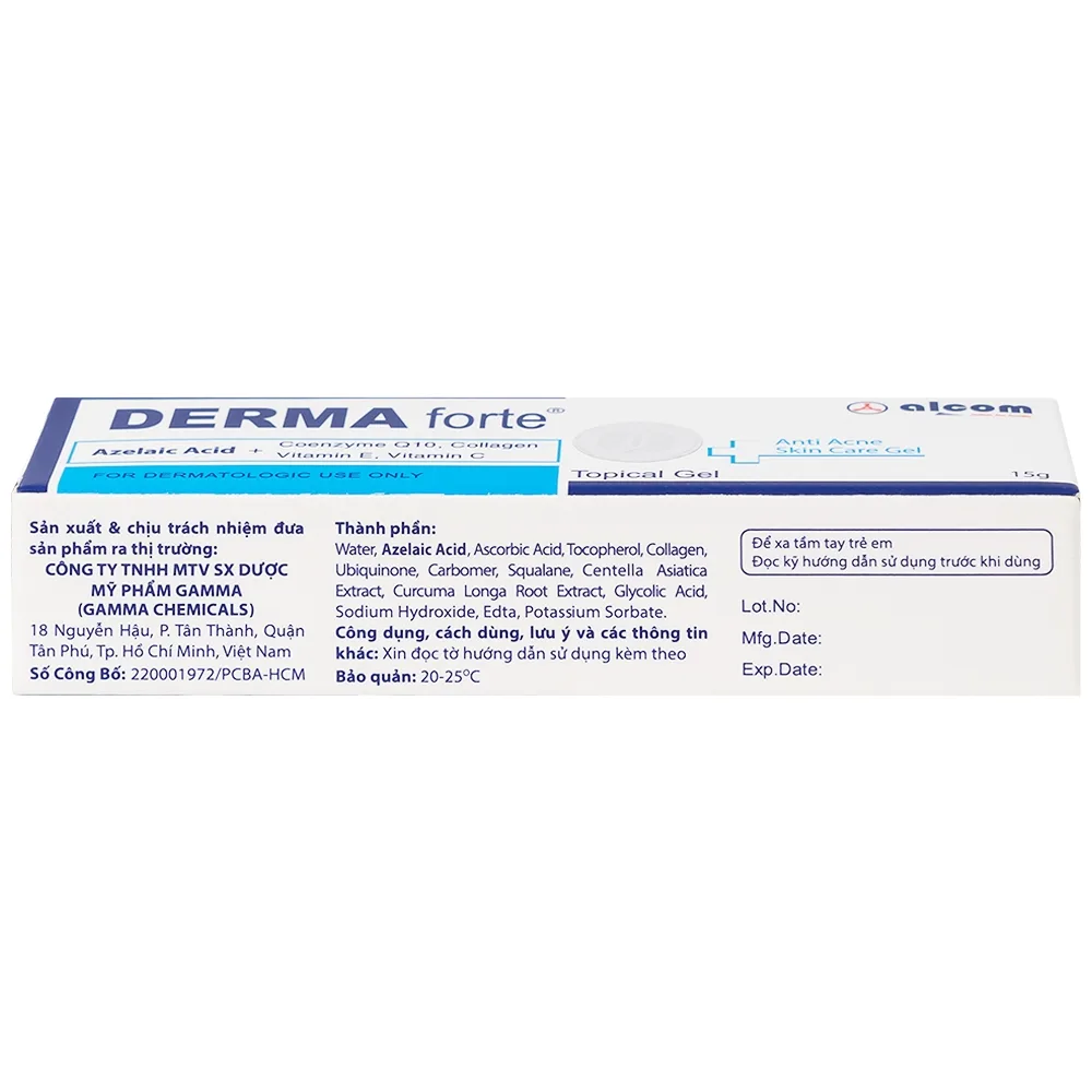 Hình ảnh Gel Derma Forte Gamma hỗ trợ làm mờ sẹo, ngừa vết thâm, ngừa tái phát mụn, sạch bã nhờn trên da (15g)