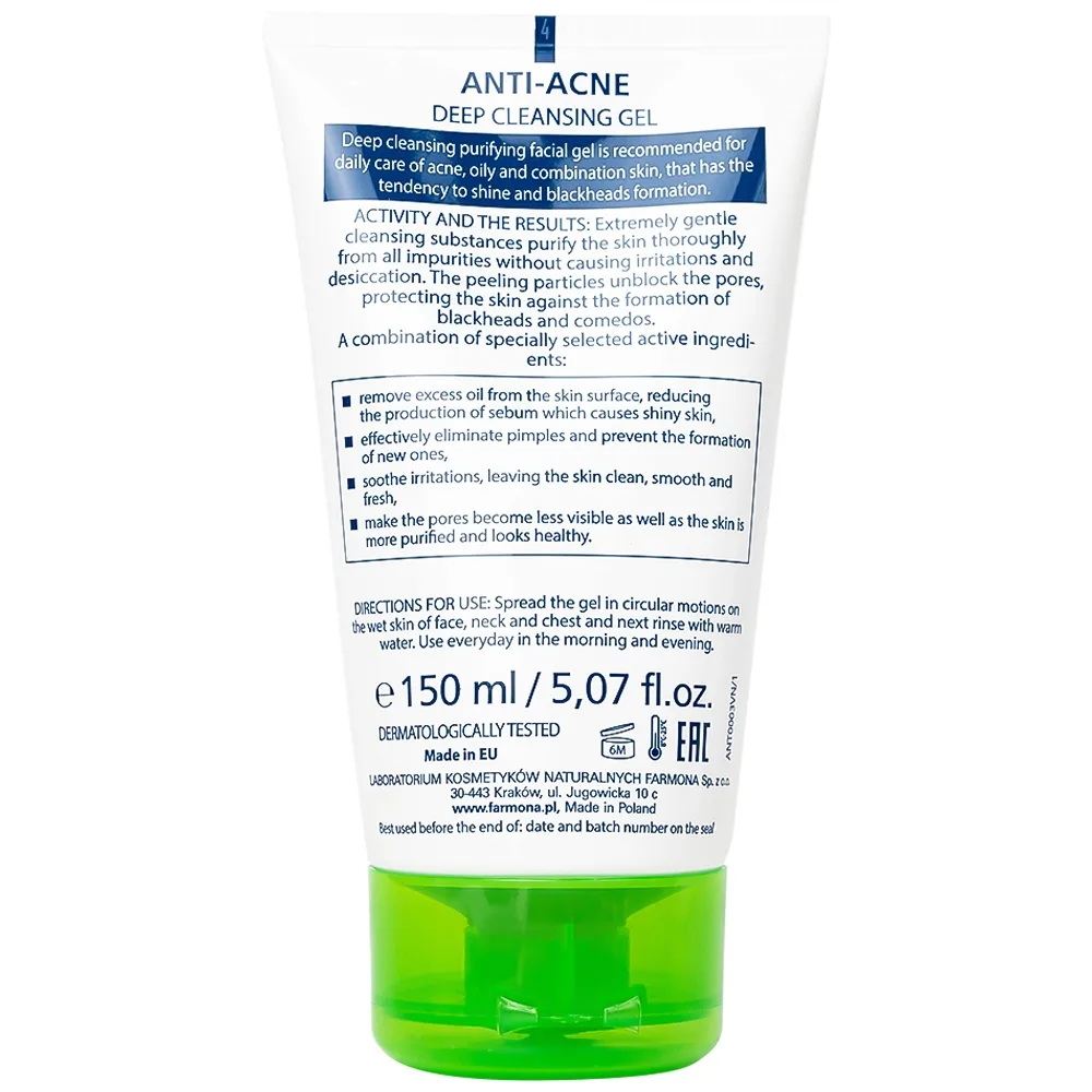 Hình ảnh Gel rửa sạch sâu ngừa mụn chứa bùn hoạt tính Dermacos Anti-Acne Deep Cleansing Gel giảm nhờn trên da (150ml)
