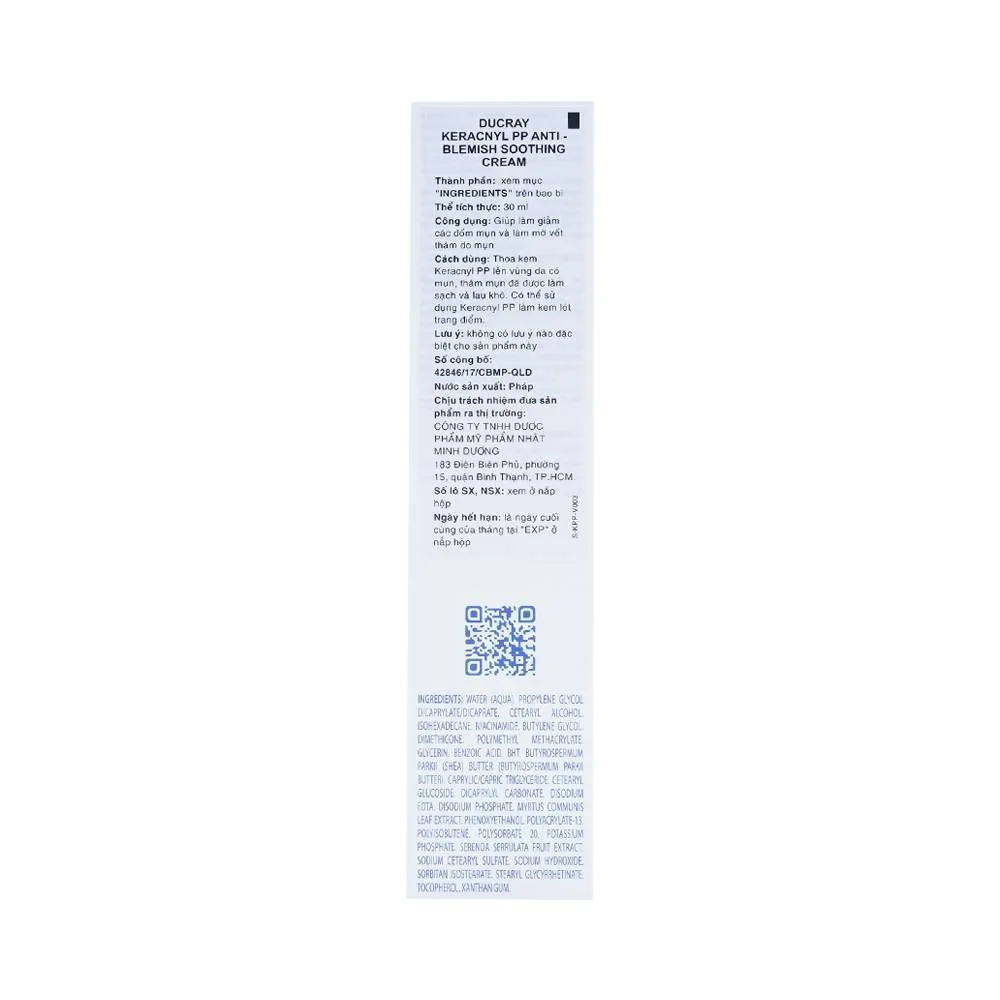 Hình ảnh Kem dưỡng da Ducray Keracnyl PP anti-Blemish Soothing Cream giảm các đốm mụn và mờ vết thâm do mụn (30ml)