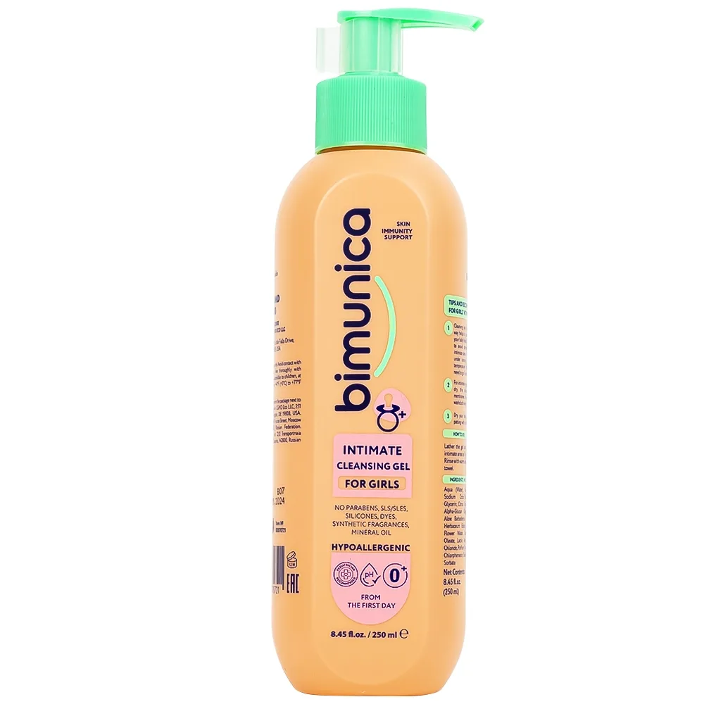 Hình ảnh Dung dịch vệ sinh vùng kín Bimunica 250ml dành cho bé gái từ 0 tháng tuổi