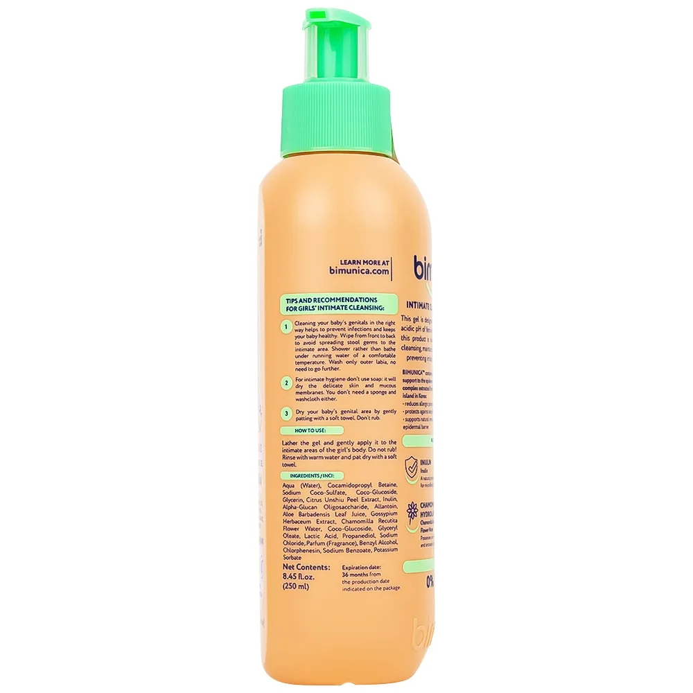 Hình ảnh Dung dịch vệ sinh vùng kín Bimunica 250ml dành cho bé gái từ 0 tháng tuổi 