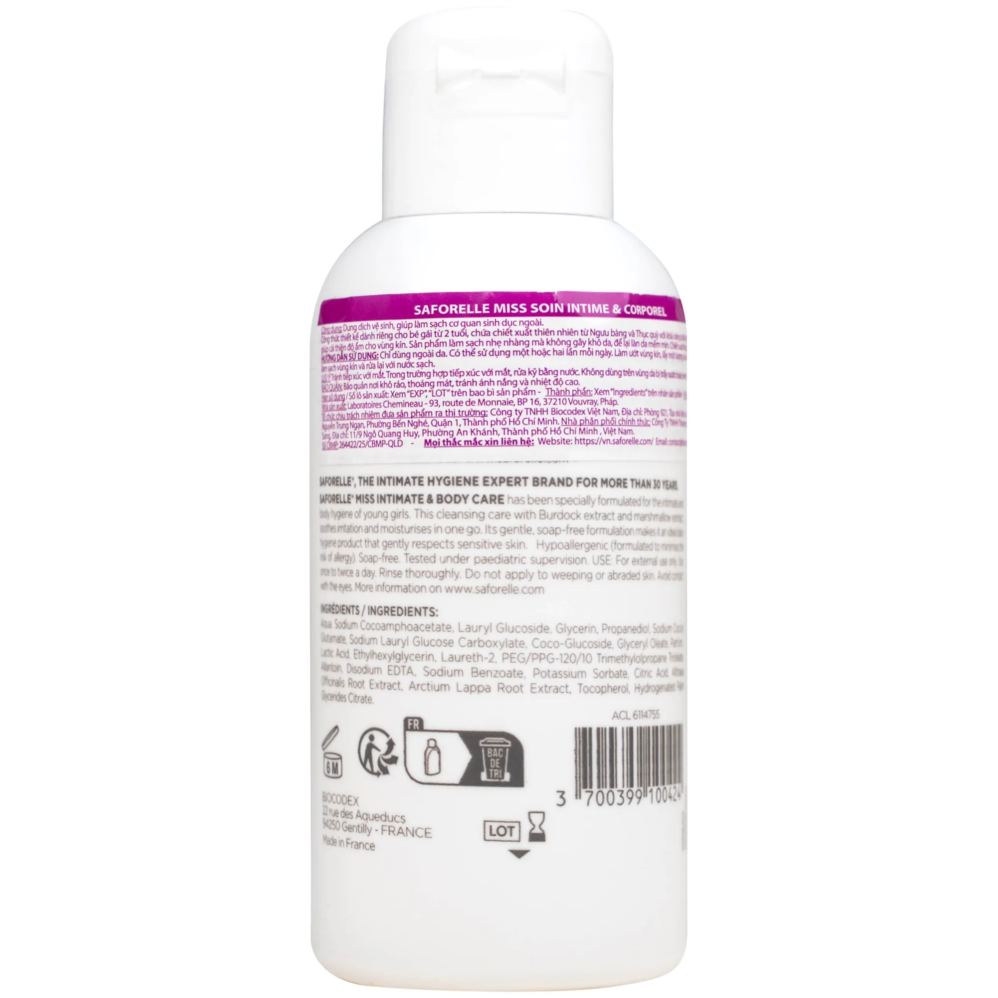 Hình ảnh Dung dịch vệ sinh cho bé Saforelle Miss dịu nhẹ, bảo vệ vùng kín (100ml)