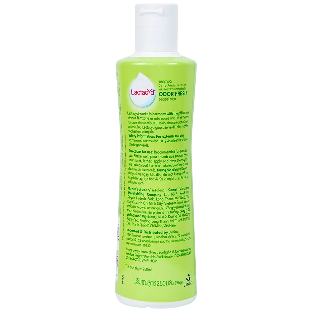 Hình ảnh Dung dịch vệ sinh phụ nữ Lactacyd Odor Fresh Sanofi hỗ trợ bảo vệ và ngăn mùi khó chịu (250ml)