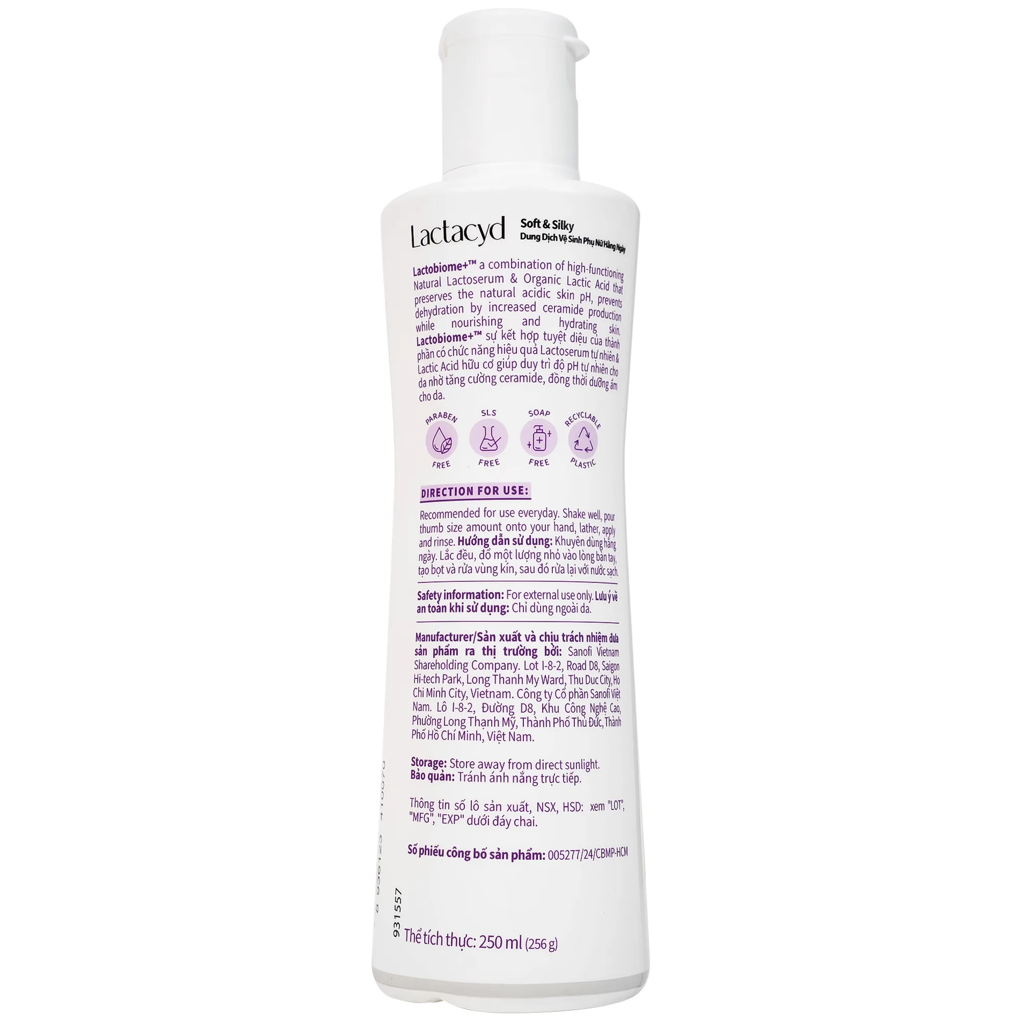 Hình ảnh Dung dịch vệ sinh phụ nữ Lactacyd Soft and Silky Sanofi giữ ẩm và bảo vệ da nhạy cảm (150ml)
