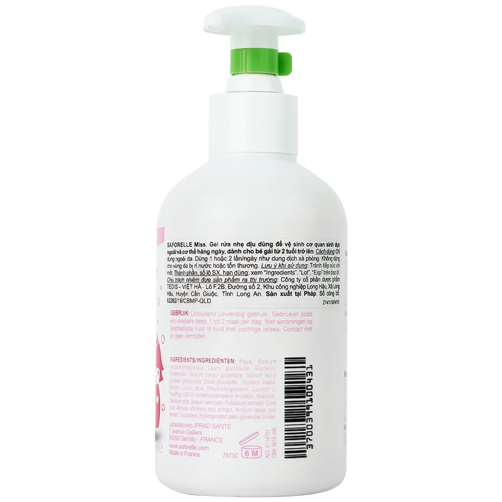 Hình ảnh Dung dịch vệ sinh Saforelle Miss 250ml dành cho bé gái