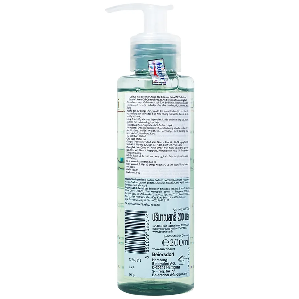 Hình ảnh Gel rửa mặt Eucerin Pro Acne Cleansing làm sạch dịu nhẹ cho da nhờn mụn (200ml)