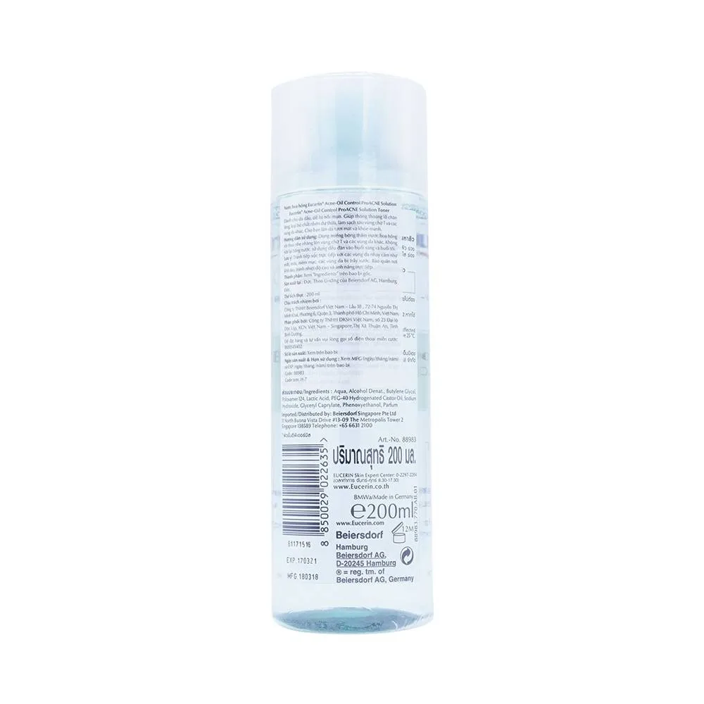 Hình ảnh Nước hoa hồng Eucerin Acne-Oil Control ProAcne Solution Toner dành cho da mụn, da dầu (200ml)