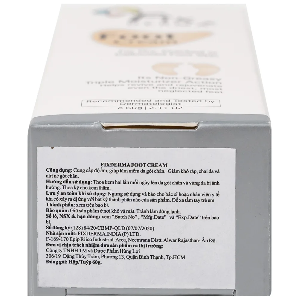Hình ảnh Kem dưỡng chống nứt gót chân Fixderma Foot Cream cung cấp độ ẩm, làm mềm da gót chân (60g)