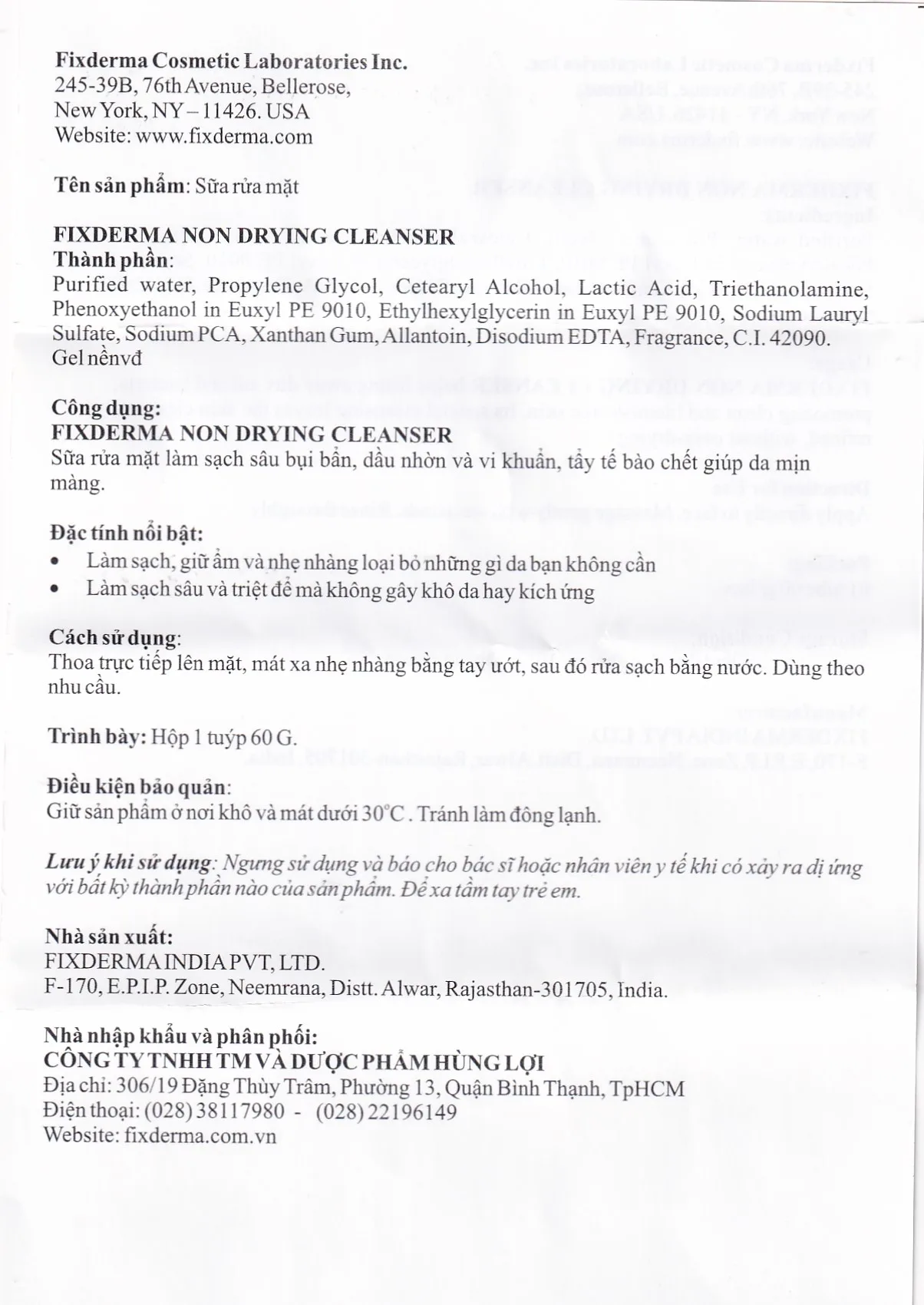 Hình ảnh Sữa rửa mặt Fixderma Non Drying Cleanser làm sạch sâu bụi bẩn, dầu nhờn và vi khuẩn (60g)