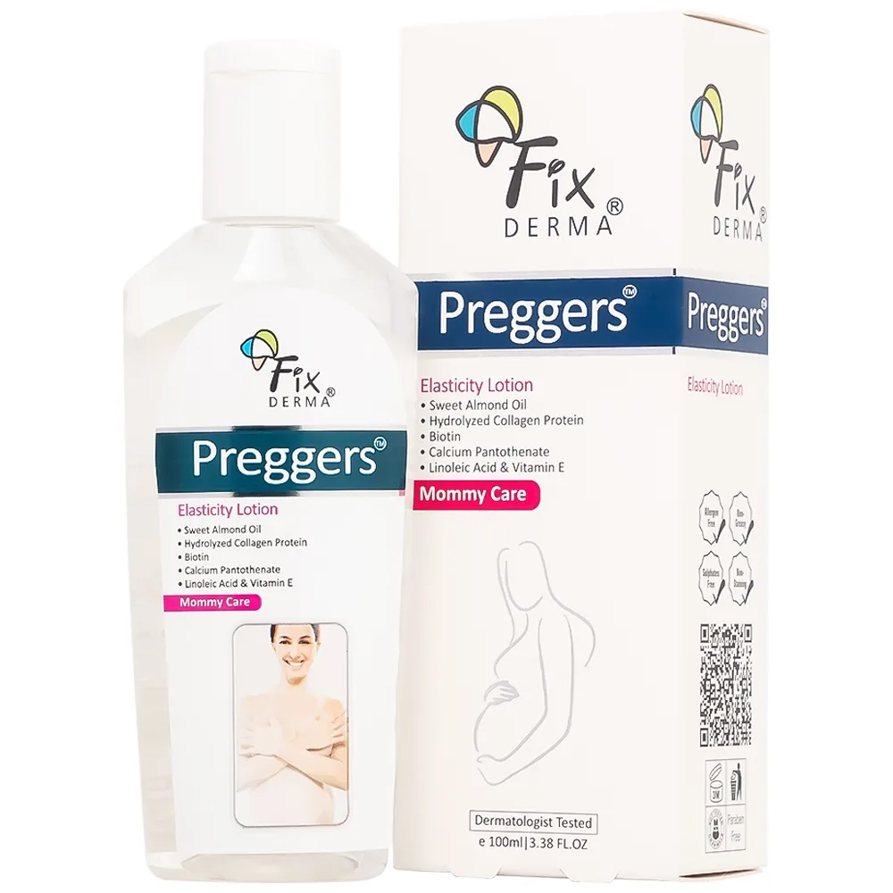 Hình ảnh Lotion Fixderma Preggers Elasticity dưỡng ẩm, giảm vết rạn cho phụ nữ mang thai và sau khi sinh (100ml)