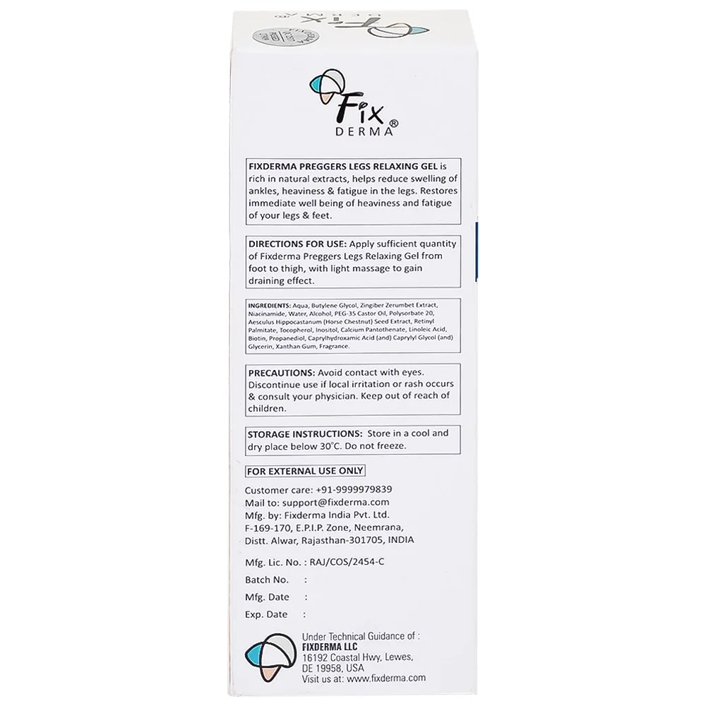 Hình ảnh Gel Preggers Leg Relaxing 60g Fixderma dưỡng ẩm, giảm chuột rút, phù nề, giãn tĩnh mạch chân cho bà bầu 