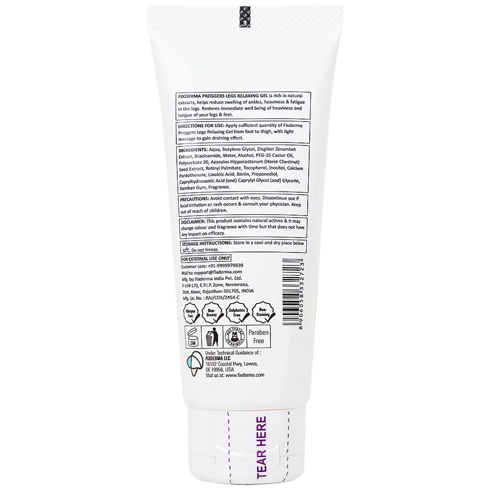 Hình ảnh Gel Preggers Leg Relaxing 60g Fixderma dưỡng ẩm, giảm chuột rút, phù nề, giãn tĩnh mạch chân cho bà bầu 
