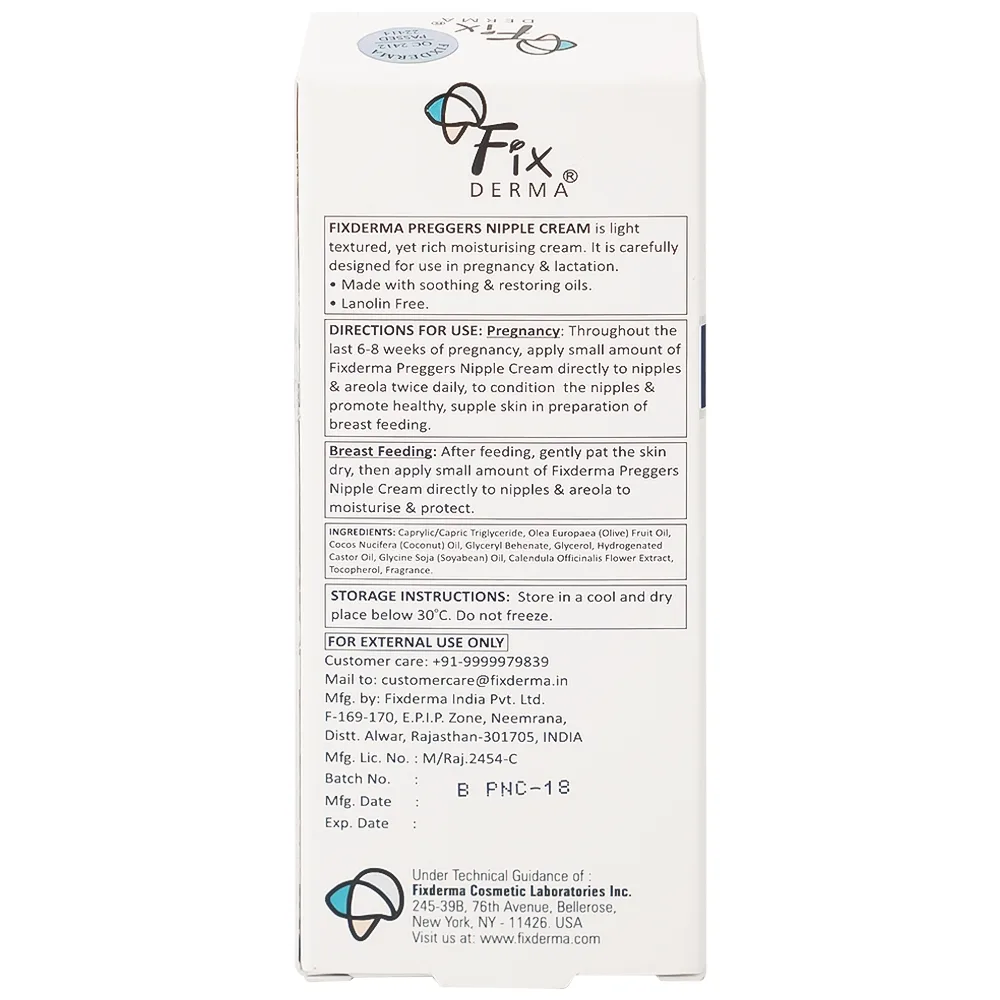 Hình ảnh Kem Preggers Soothing Nipple Cream Fixderma hỗ trợ dưỡng ẩm, phục hồi, làm dịu núm vú bị khô (20g)