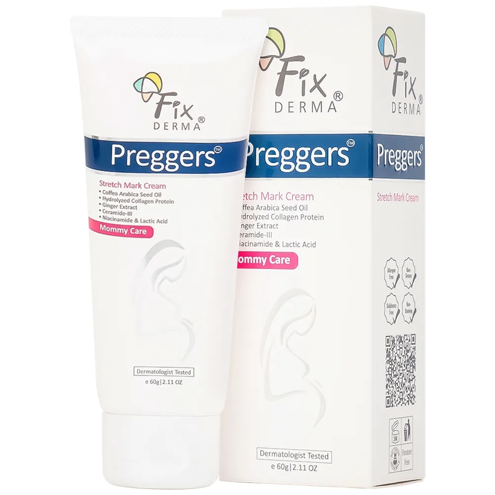 Hình ảnh Kem bôi da Fixderma Preggers Stretch Mark Cream dưỡng ẩm, giảm rạn da cho phụ nữ mang thai và sau sinh (60g)