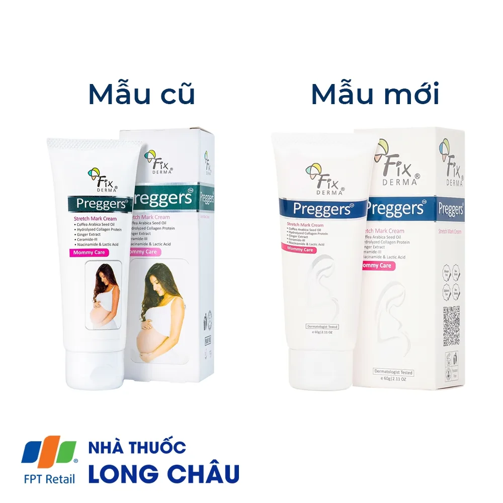 Hình ảnh Kem bôi da Fixderma Preggers Stretch Mark Cream dưỡng ẩm, giảm rạn da cho phụ nữ mang thai và sau sinh (60g)