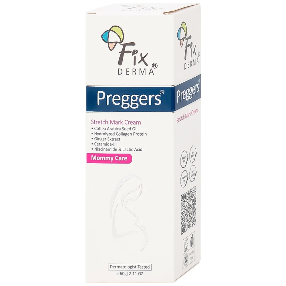 Hình ảnh Kem bôi da Fixderma Preggers Stretch Mark Cream dưỡng ẩm, giảm rạn da cho phụ nữ mang thai và sau sinh (60g)