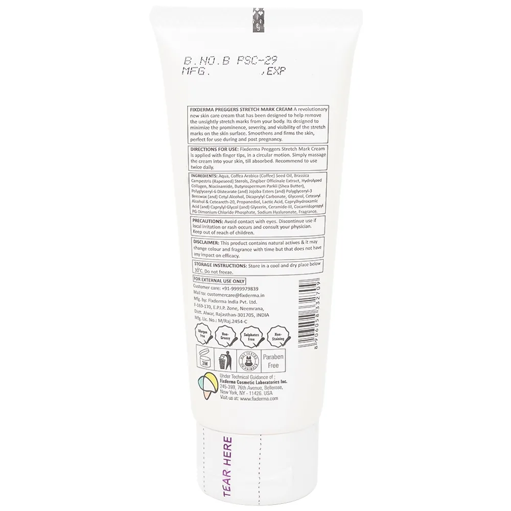 Hình ảnh Kem bôi da Fixderma Preggers Stretch Mark Cream dưỡng ẩm, giảm rạn da cho phụ nữ mang thai và sau sinh (60g)