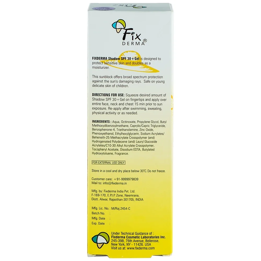 Hình ảnh Gel chống nắng Fixderma Shadow SPF30+ PA+++ dành cho da nhờn, hỗn hợp, da ra nhiều mồ hôi (75g)