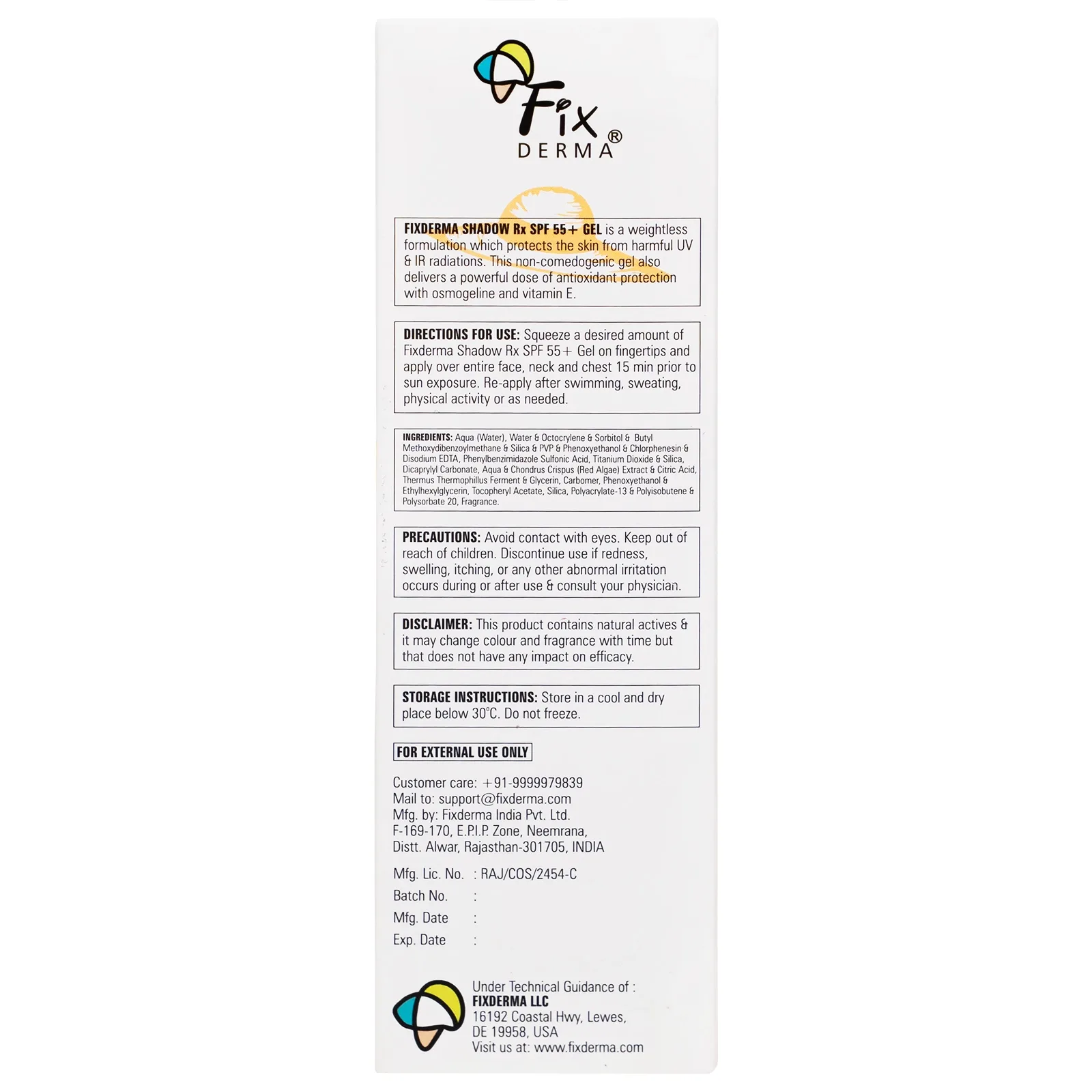 Hình ảnh Kem chống nắng Fixderma Shadow SPF 55+ Gel 75g giúp bảo vệ da khỏi tác động của ánh nắng và tia IR