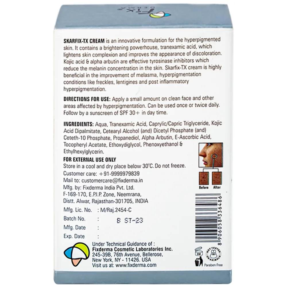 Hình ảnh Kem Fixderma Skarfix-TX Cream hỗ trợ làm mờ vết thâm, đốm đen, nám (30g)