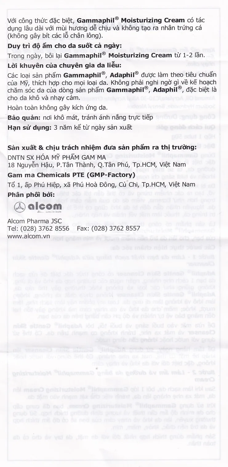 Hình ảnh Kem dưỡng ẩm Gammaphil Moisturizing Cream dành cho mọi loại da (50g)