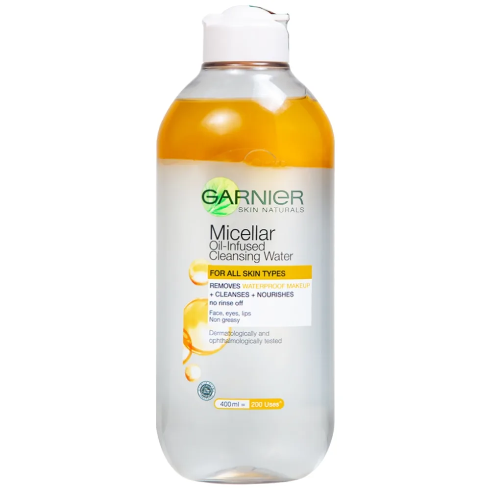 Hình ảnh Nước tẩy trang Garnier Micellar Oil-infused Cleansing Water giúp làm sạch da và lấy đi bụi bẩn, cặn trang điểm và dầu thừa (400ml)
