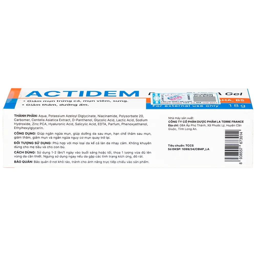 Hình ảnh Kem bôi da Actidem Derma Extra Gel 18g ngăn ngừa mụn, dưỡng da và hạn chế thâm sau mụn