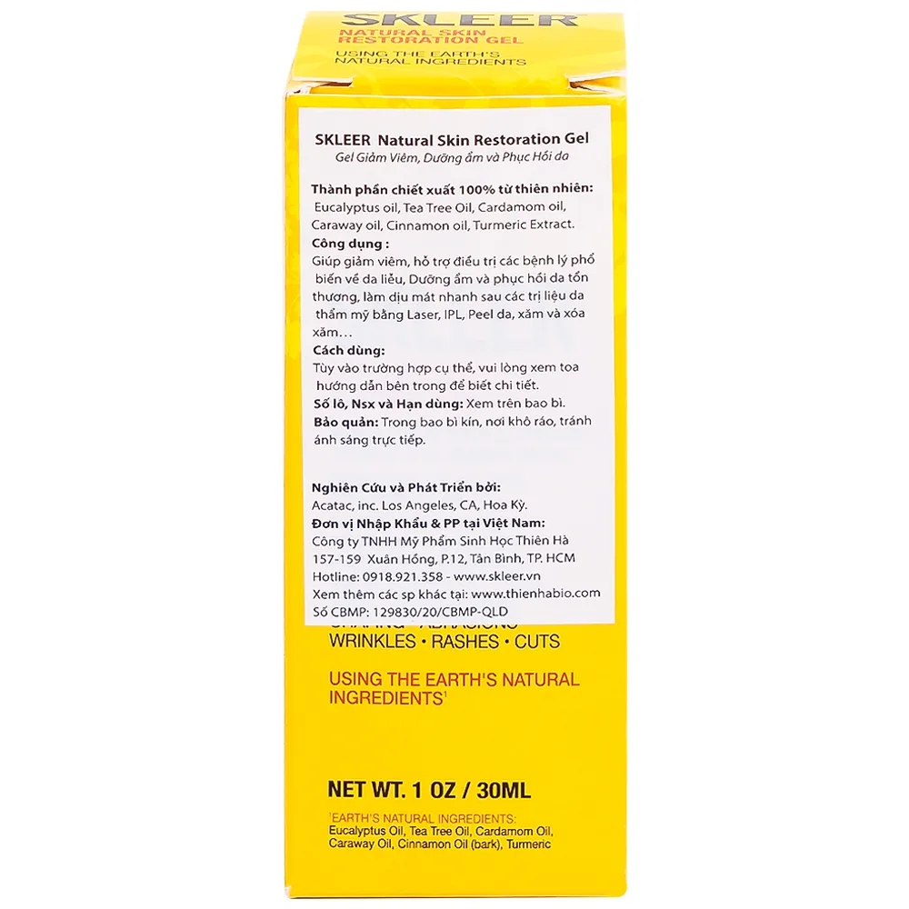 Hình ảnh Gel Skleer Natural Skin Restoration giảm viêm, dưỡng ẩm và phục hồi da (30ml)