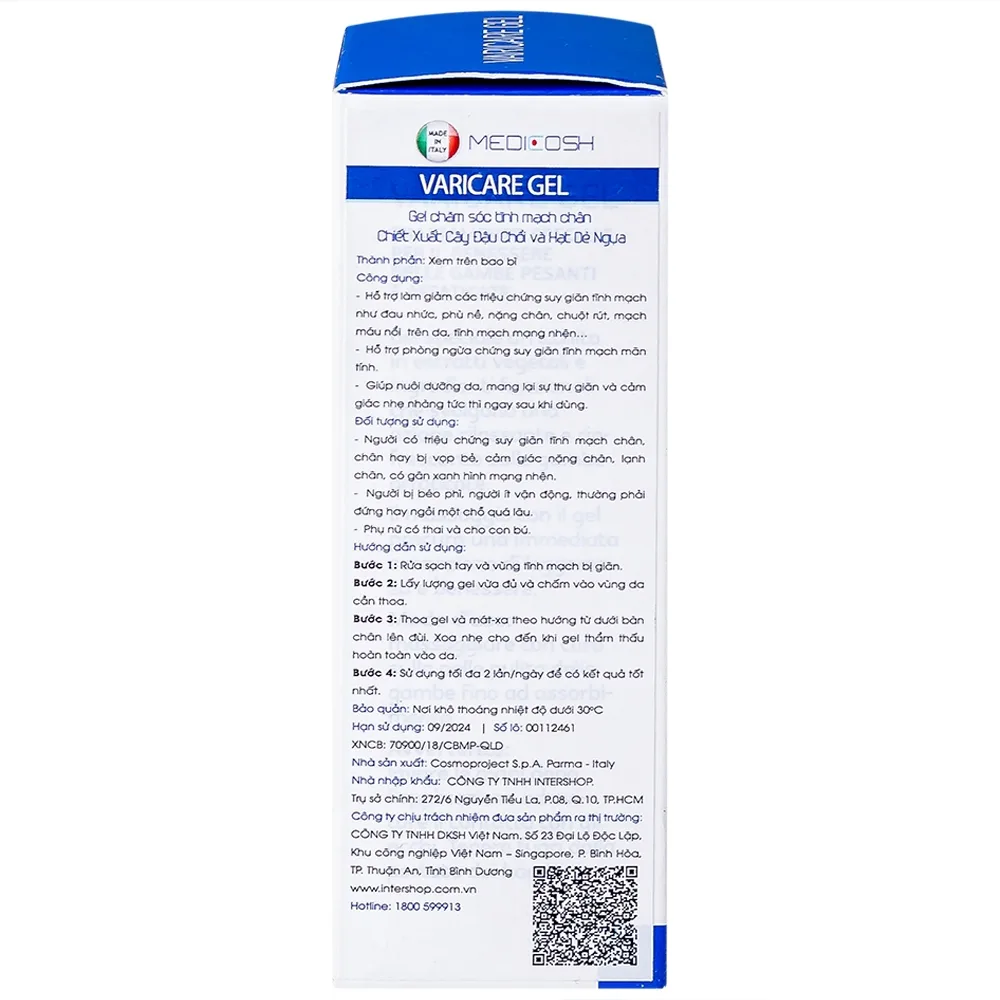 Hình ảnh Gel Varicare Medicosh hỗ trợ làm giảm các triệu chứng suy giãn tĩnh mạch chân (50ml)