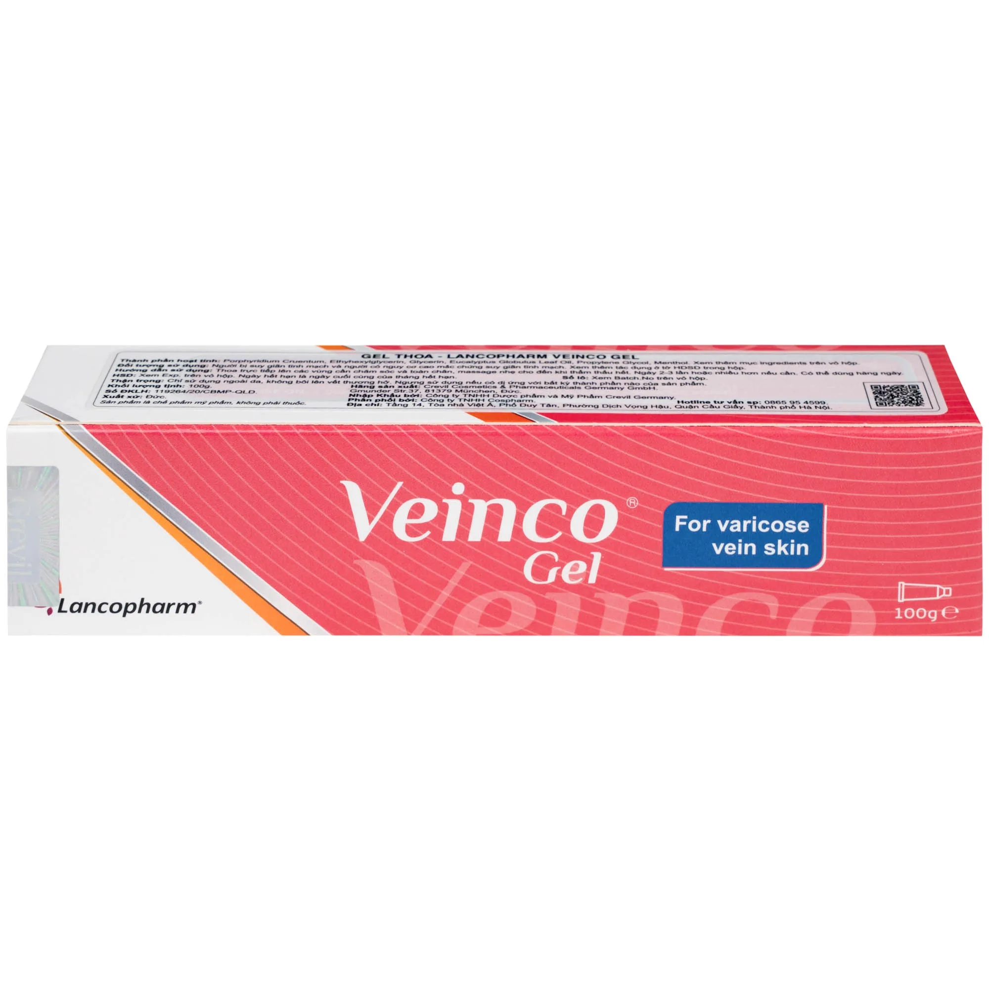 Hình ảnh Gel bôi ngừa giãn tĩnh mạch Veinco Lancopharm hộp 100g