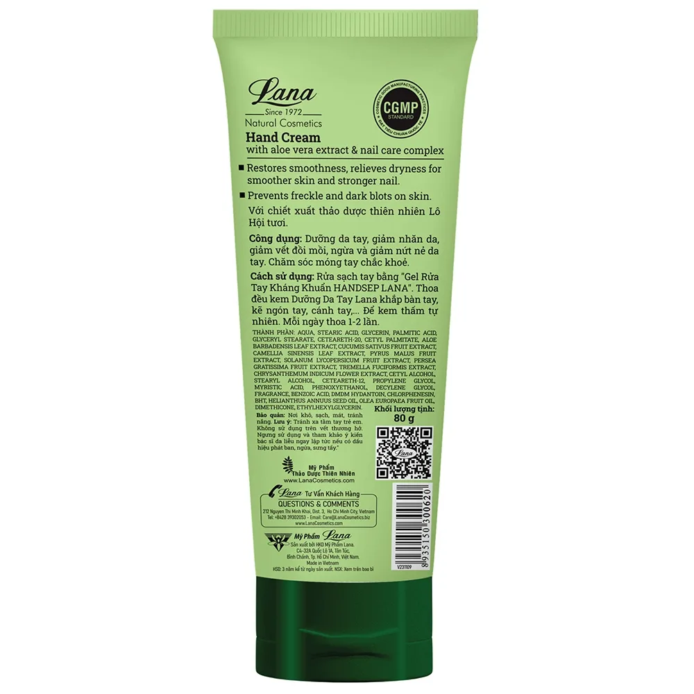 Hình ảnh Kem dưỡng da tay Lana Hand Cream giảm nhăn da, đồi mồi, ngứa, nứt nẻ da tay (80g)
