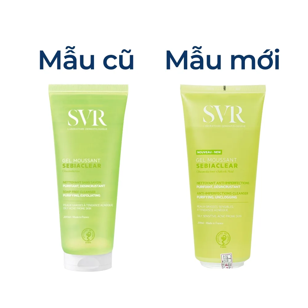 Hình ảnh Gel rửa mặt SVR Sebiaclear Gel Moussant 200ml làm sạch không chứa xà phòng và loại bỏ tế bào da chết 