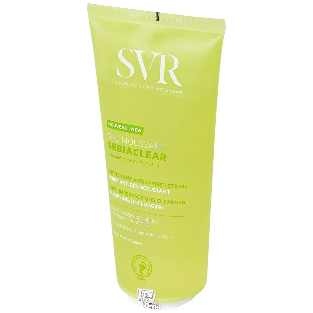 Hình ảnh Gel rửa mặt SVR Sebiaclear Gel Moussant 200ml làm sạch không chứa xà phòng và loại bỏ tế bào da chết 