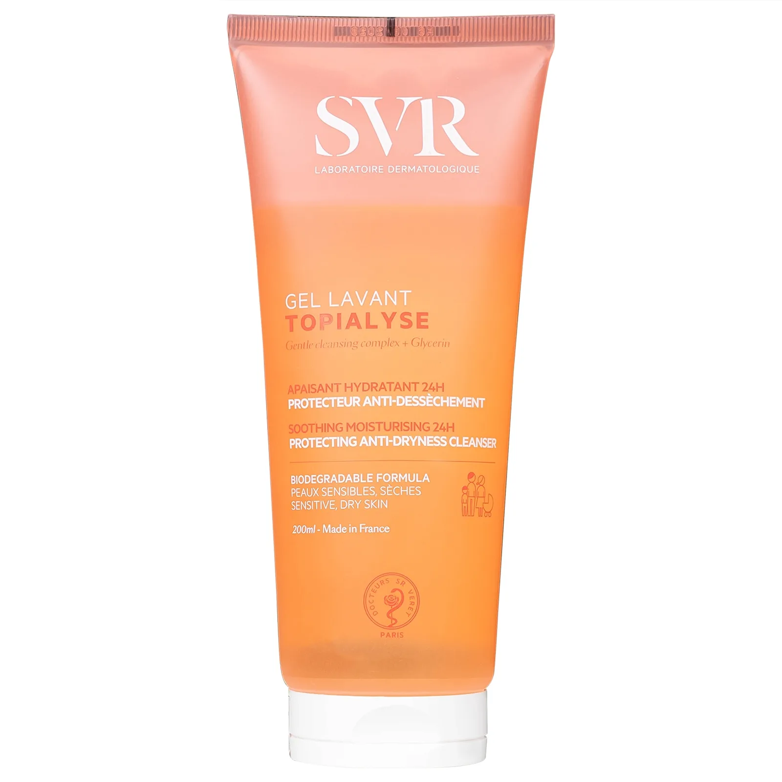 Hình ảnh Gel rửa mặt dưỡng ẩm dành cho da khô và da nhạy cảm SVR Topialyse Gel Lavant 200ml