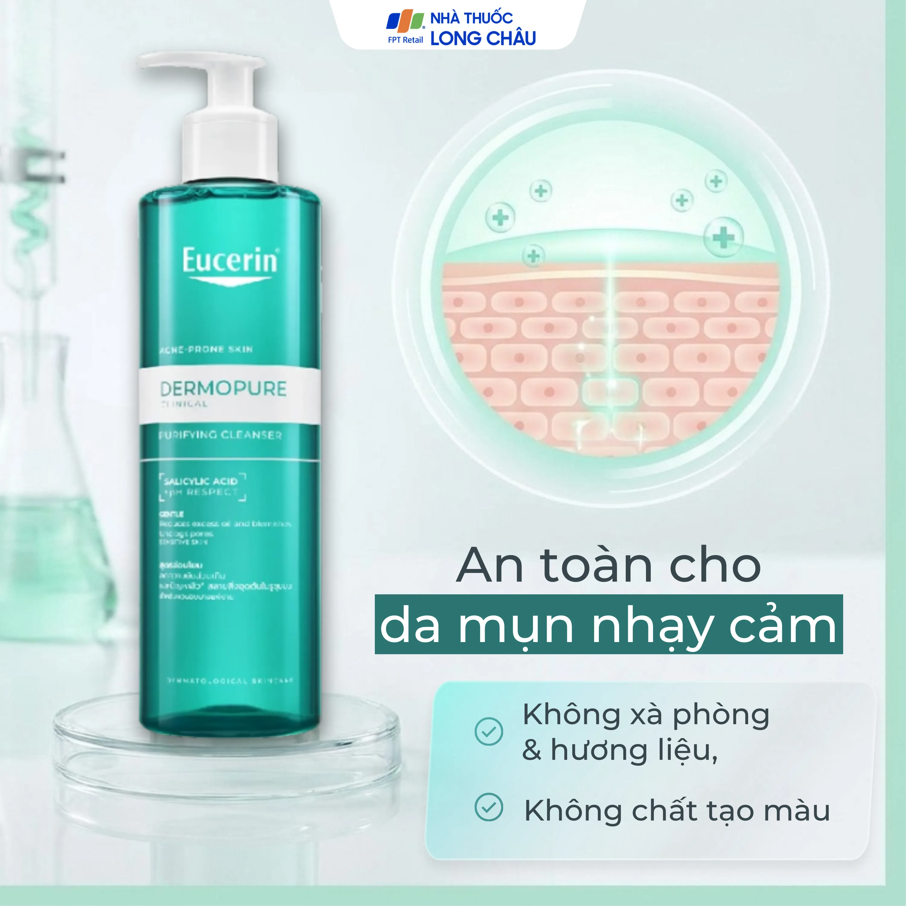 Hình ảnh Gel rửa mặt Eucerin dermopure clinical purifying cleanser dành cho da nhờn, mụn (400ml)