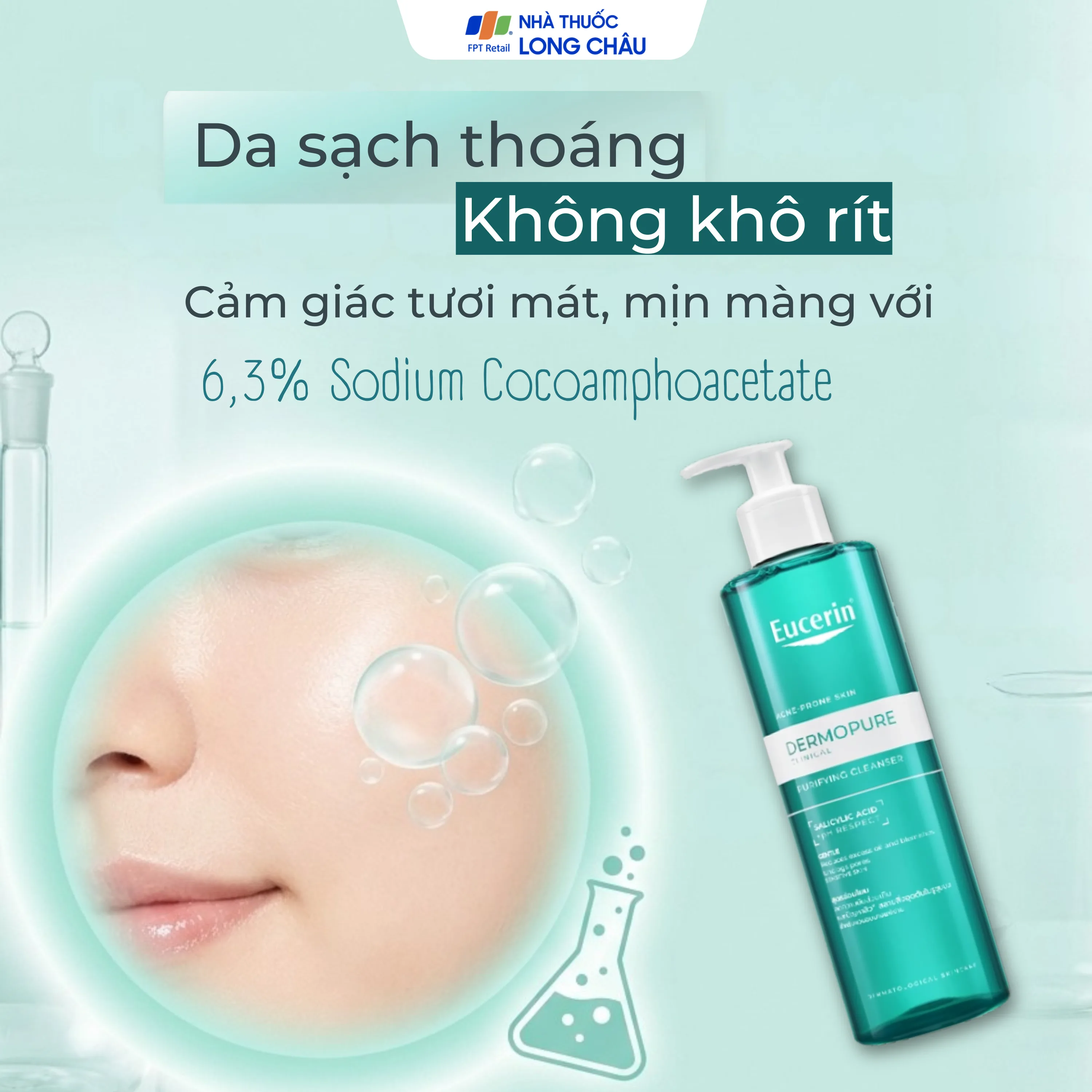 Hình ảnh Gel rửa mặt Eucerin dermopure clinical purifying cleanser dành cho da nhờn, mụn (400ml)