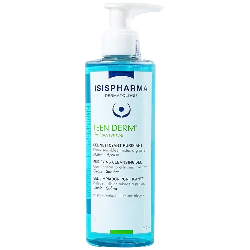 Hình ảnh Gel rửa mặt Isis Pharma Teen Derm Gel Sensitive giúp giảm nhờn, ngăn ngừa mụn cho da nhạy cảm (250ml)