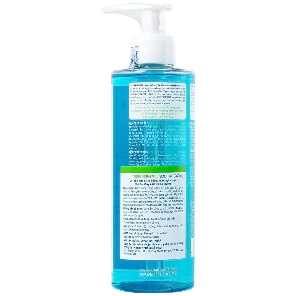 Hình ảnh Gel rửa mặt Isis Pharma Teen Derm Gel Sensitive giúp giảm nhờn, ngăn ngừa mụn cho da nhạy cảm (250ml)