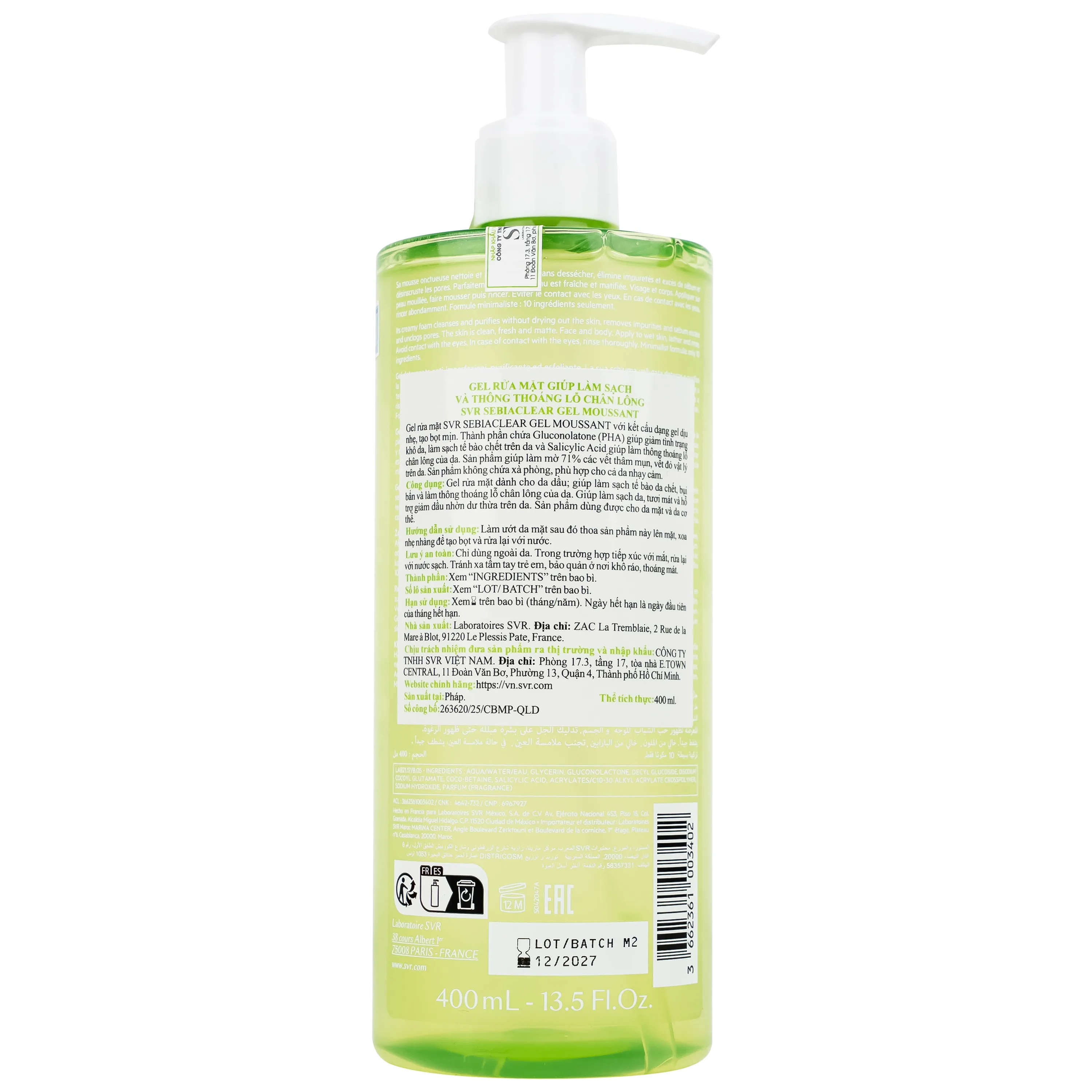 Hình ảnh Gel rửa mặt SVR Sebiaclear Moussant làm sạch và giảm dầu cho da dầu (400ml)