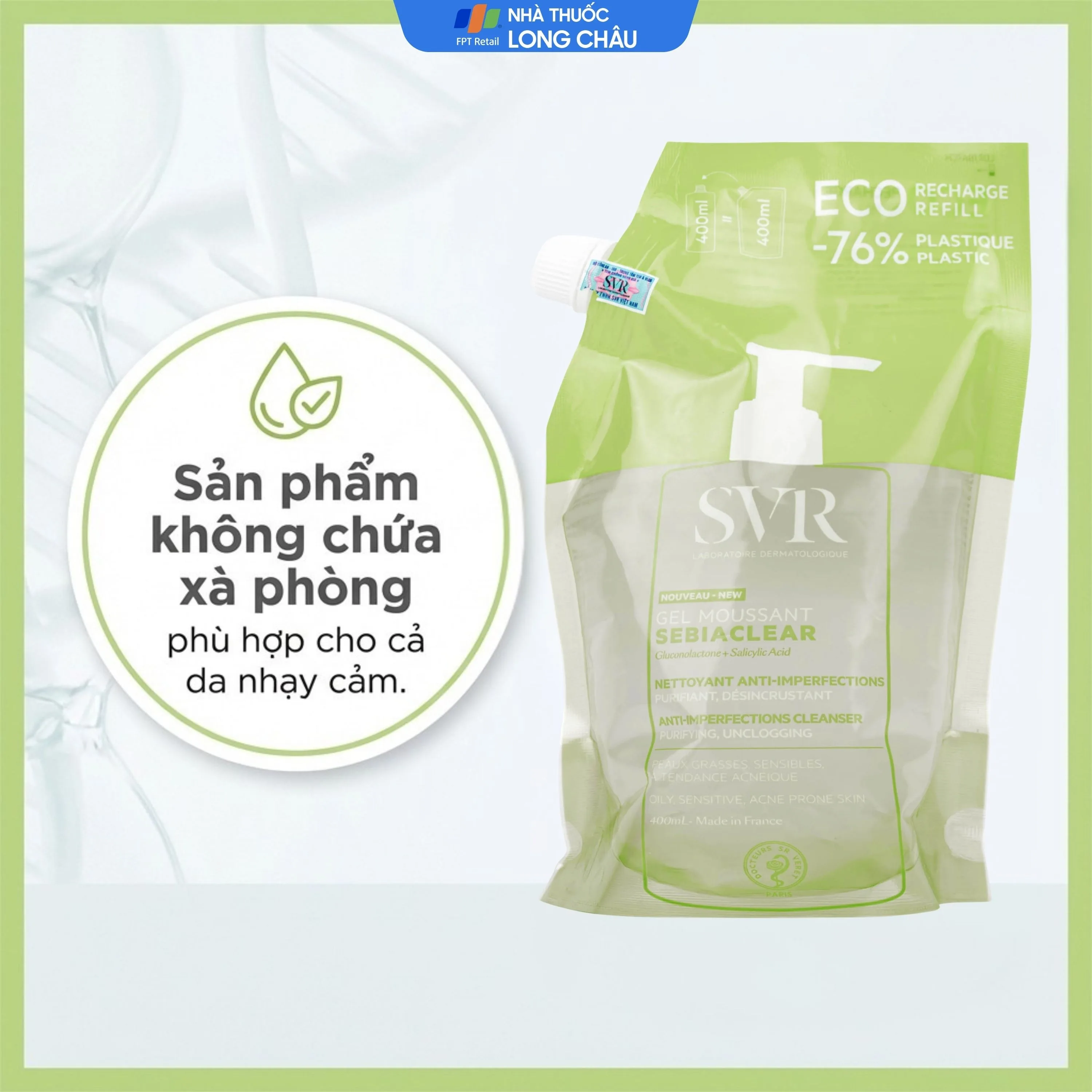 Hình ảnh Gel rửa mặt SVR Sebiaclear Moussant làm sạch và giảm dầu cho da dầu (400ml)