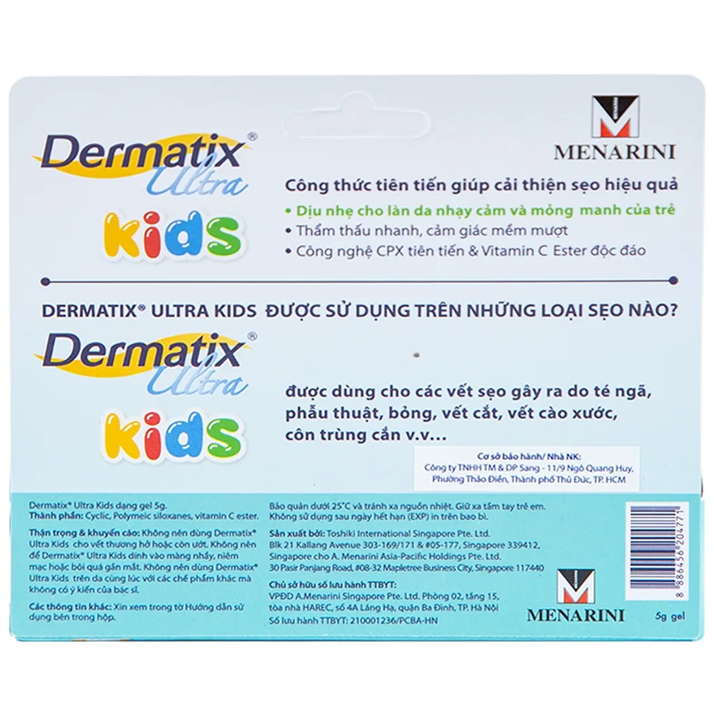 Hình ảnh Gel trị sẹo Dermatix Ultra Scar Care For Kids Menarini phù hợp cho trẻ từ 3 tháng tuổi trở lên (5g)