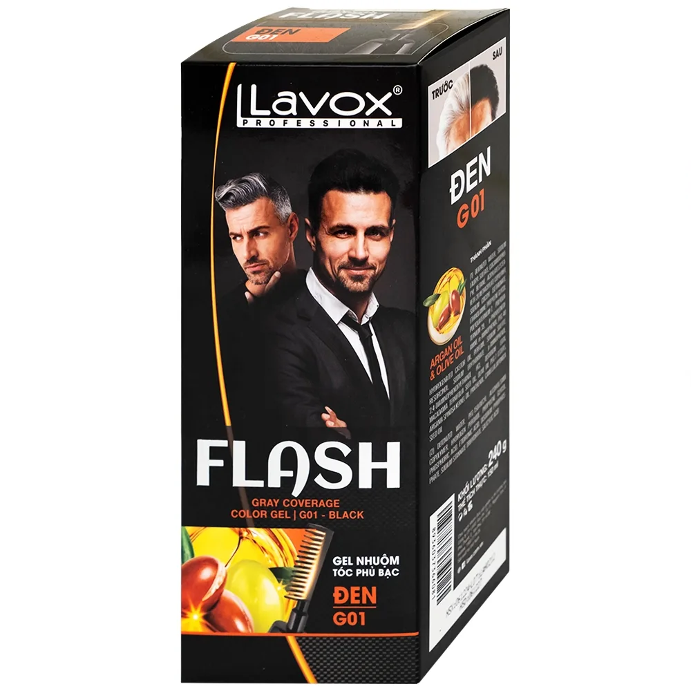 Hình ảnh Gel nhuộm tóc phủ bạc Flash Lavox G01 màu đen (150ml)