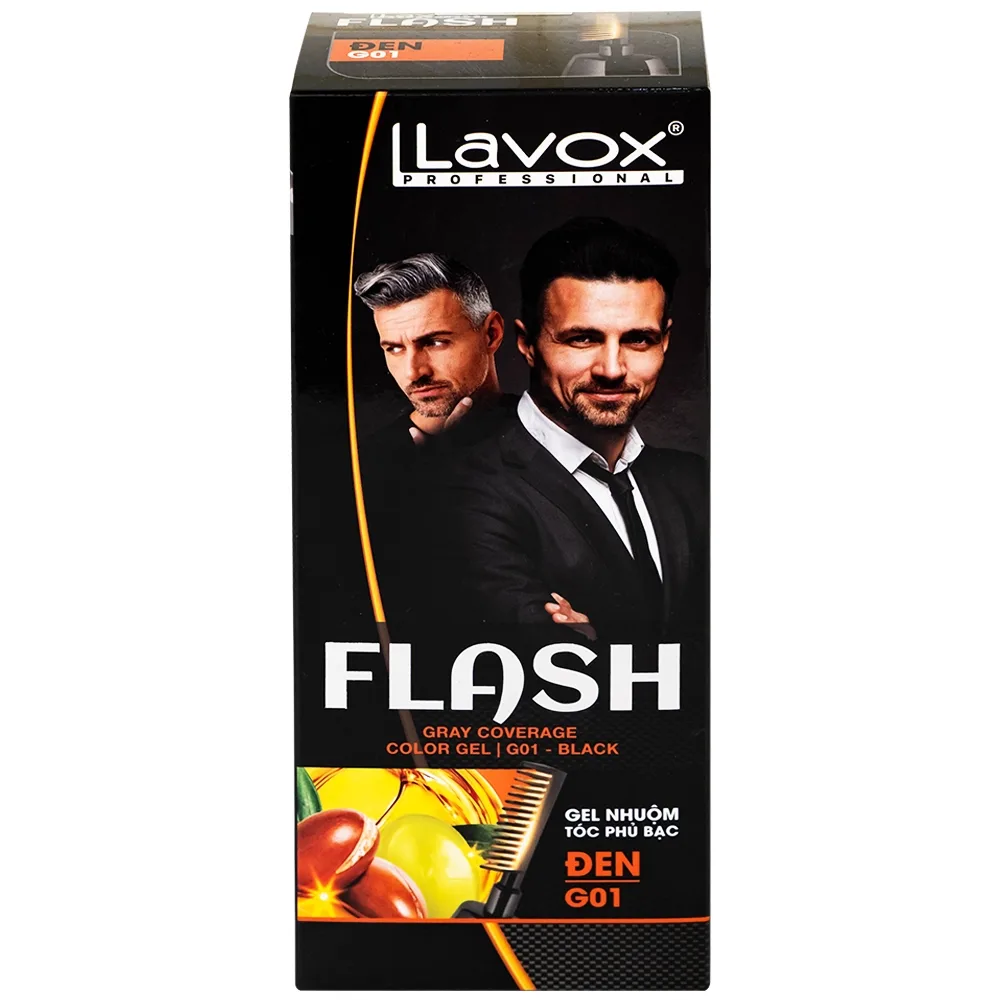 Hình ảnh Gel nhuộm tóc phủ bạc Flash Lavox G01 màu đen (150ml)