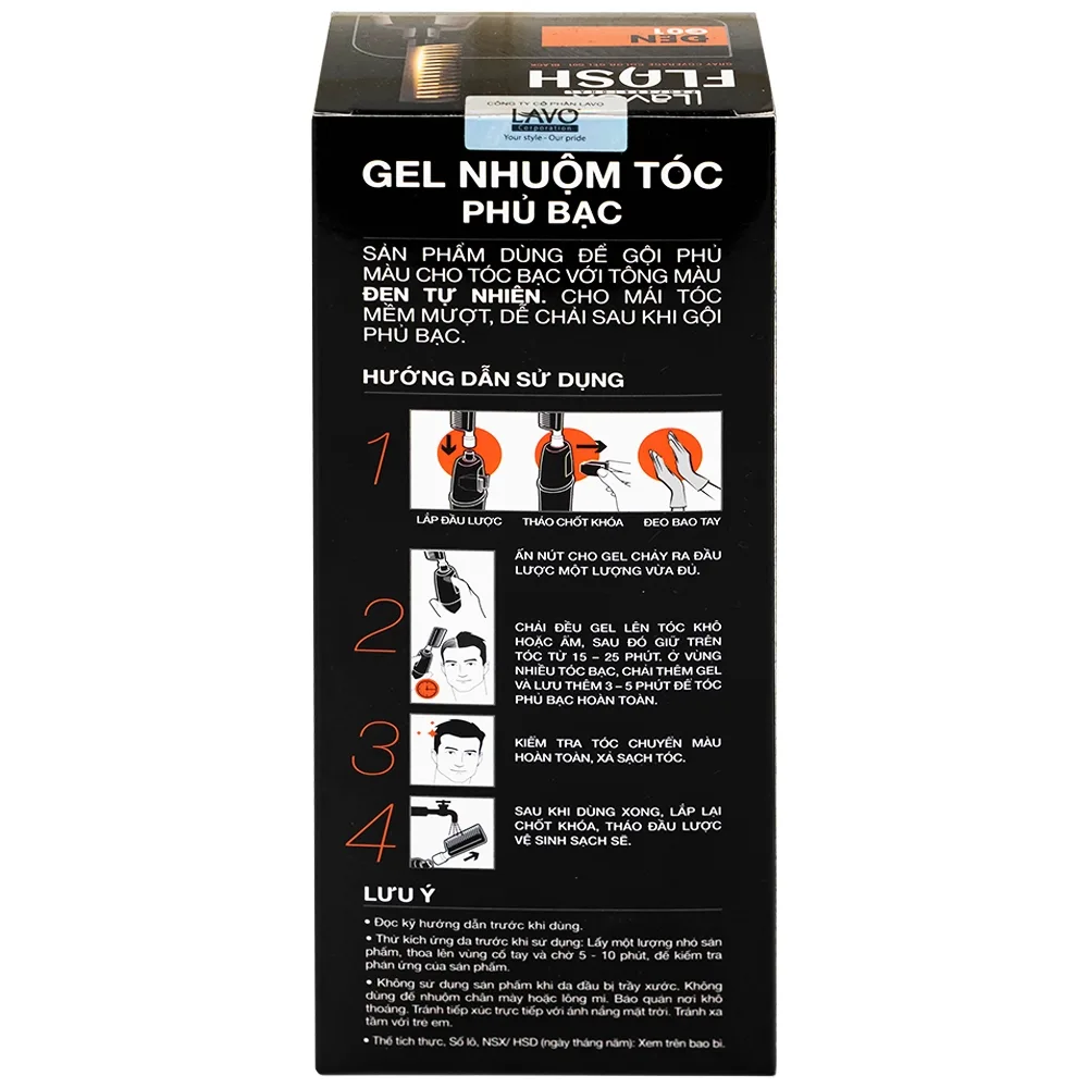 Hình ảnh Gel nhuộm tóc phủ bạc Flash Lavox G01 màu đen (150ml)