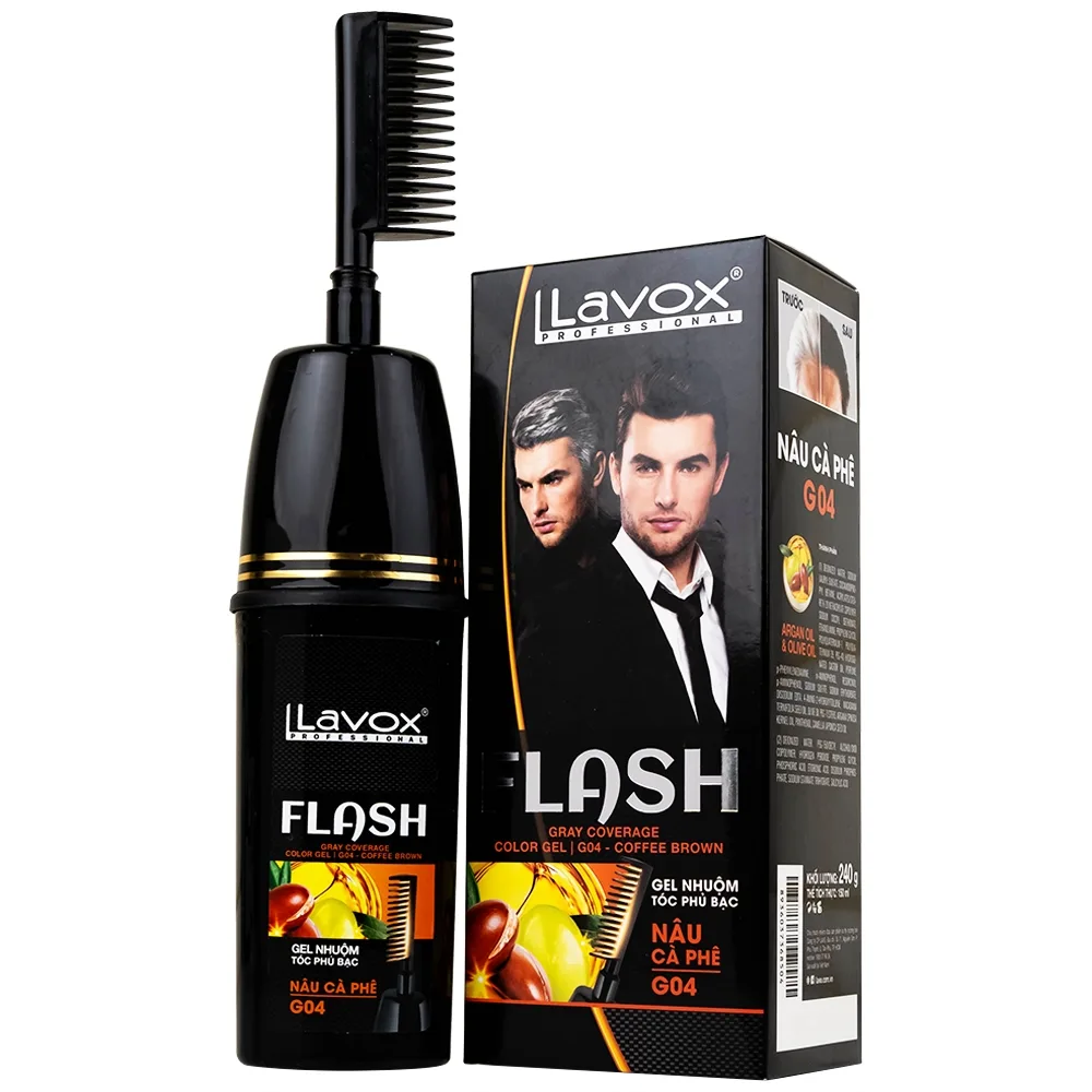 Hình ảnh Gel nhuộm tóc phủ bạc Flash Lavox G04 màu nâu cà phê (150ml)